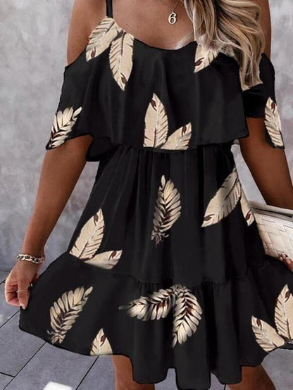 Chic Print Short Sleeve Mini Dress